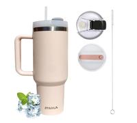 STARLA Mug Isotherme avec paille et poignée, 1,2l grand, 2 couvercles, tasse isotherme étanche, tasse à café à emporter, tasse à eau, tasse à boisson, tasse de voyage, tasse à boire (Quartz rose)