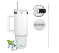 STARLA Mug Isotherme avec paille et poignée, 1,2l grand, 2 couvercles, tasse isotherme étanche, tasse à café à emporter, tasse à eau, tasse à boisson, tasse de voyage, tasse à boire (Blanc)