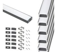 StarlandLed Noir Aluminium Profilé U-forme pour Bandes à LED, Compact Finition Professionnelle avec Blanc Laiteux Couvercle,Embouts,Clips de Montage en Métal (6 * 1m) …
