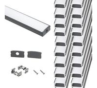 Starlandled Noir Aluminium Profilé U-forme pour Bandes à LED, Compact Finition Professionnelle avec Blanc Laiteux Couvercle,Embouts,Clips de Montage en Métal (20 * 1m)