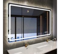 STARLEAD 100x70cm Miroir-LED-Salle-de-Bain-avec-Éclairage et Bluetooth, Anti-buée, 3 Couleurs Lumière, Gradable, Mémoire, IP44, Verre Trempé, Horizontal/Vertical