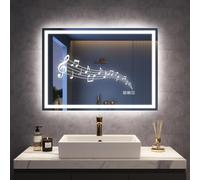 STARLEAD 50x70cm Miroir-LED-Salle-de-Bain-avec-Éclairage et Bluetooth, Anti-buée, 3 Couleurs Lumière, Gradable, Mémoire, IP44, Verre Trempé, Horizontal/Vertical