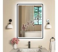 STARLEAD 60x80cm Noir Miroir-Salle-de-Bain-avec-Éclairage et Bluetooth, Anti-buée, 3 Couleurs Lumière, Dimmable, IP44, Verre Trempé, Horizontal/Vertical, Cadre Non Métallique