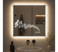 STARLEAD Carré Miroir-LED-Salle-de-Bain-avec-Éclairage 80x80cm, Bluetooth, Anti-buée, 3 Couleurs Lumière, Gradable, Mémoire, IP44, Verre Trempé