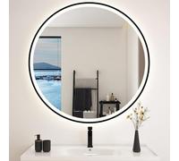 STARLEAD Noire Miroir-Rond-Salle-de-Bain-avec-Eclairage 100cm, Bluetooth, Anti-buée, Miroir-LED avec 3 Couleurs Lumière, Dimmable, Mémoire, IP44, HD Verre Trempé, Cadre Non Métallique
