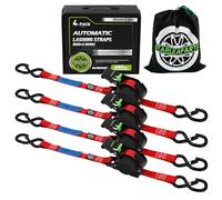 StarLeaparts Lot de 4 Sangles à cliquet rétractables, 680KG de résistance à la Rupture, 3.6m 25mm d'arrimage à rétraction Automatique, Sangles a Cliquet Automatique pour Moto, Kayak et Camion, Rouge