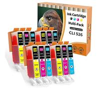 Starlet24 12x 526XL Cartouches d'encre Ccompatibles pour Canon CLI-526 526C 526M 526Y pour MG-5140 MG-5150 MG-5250 MG-5350 MG-6150 MG-6250 MG-8150 MG-8250 MX-715 MX-815 MX-815 MX-895(NO Noir Inclus)