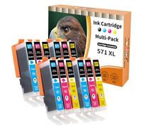 Starlet24 12x 571XL Cartouches d'encre pour Canon CLI-571XL Cartouches d'encre pour Pixma MG5700 MG5750 MG5751 MG6800 MG6850 MG7750 TS5000 TS5050 (4*Cyan, 4*Magenta, 4*Jaune)