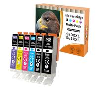 Starlet24 6X 580 581 Cartouches (avec 581XL Photo Bleu) Compatible pour Canon PGI-580 CLI-581 pour Pixma TS8150 TS8151 TS8152 TS8250 TS8251 TS8252 TS8350 TS9150 TS9155