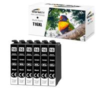 Starlet24 6X Cartouches d'encre T1631 compatibles Epson 16 XL Noir T1631 pour Workforce WF-2760 WF-2630 WF-2510 WF-2660 WF-2750 WF-2650 WF-2540 WF-2530 WF-2520
