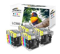 Starlet24 Cartouches d'encre compatibles pour Brother LC-980 LC-1100 Cartouche d'encre pour DCP-145C DCP-195C DCP-165C MFC-250C MFC-490CW MFC-5490CN MFC-5890CN (8 Noir, 4 Cyan, 4 Magenta, 4 Jaune)