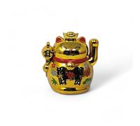 Starlet24 Mini figurine de chat porte-bonheur à énergie solaire - 5 cm - Avec symbole de bonheur et de prospérité - Pour bureau et maison - Doré - 131175