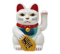 Starlet24 Mini figurine de chat porte-bonheur à énergie solaire - 5 cm - Avec symbole de bonheur et de prospérité - Pour bureau et maison - Blanc
