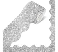 STARLIBOO Bordures de tableau d'affichage holographique festonnées argentées de 18 m pour école, salle de t bureau