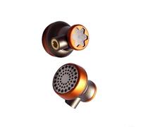 Starlight 1 paire d'écouteurs filaires Hi-Fi avec deux pilotes dynamiques et câble MMCX amovible, design en métal à tête plate avec micro pour audiophiles, orange + noir (têtes)