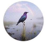 Starling violetPuzzle Rond 1000 Pièces pour Les Fans De Puzzles Difficulté Moyenne Patience Artisanatoiseau Fête Anniversaire Surprise 1000pcs (67.5x67.5cm)