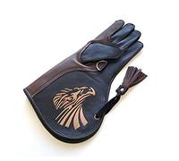 starlingukpk Gants de fauconnerie double couche en cuir de vache souple de qualité - Gants de manipulation d'oiseaux - Gants pour animaux domestiques - Marron et noir - Taille XL