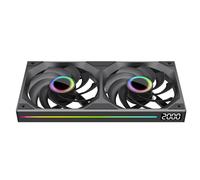Starlink Single Frame Fan Unit with Speed Display,All-in-One Design,with 1/2/3 x 120 mm 2300RPM/66.6CFM/2.77mmH2O ARGB PWM Fan (2,BK Reverse Flow,AL)