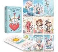 Starlit Dreams Tarot, tarot fantaisiste et cartes oracle pour débutants, joli jeu de divination avec illustration pastel de rêve pour la guérison, les soins personnels et le guidage spirituel, 78