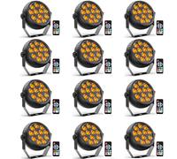 Starlitflow 12PCS Mini Par LED Sans Fil RGB 12 LED, 2200mAh Projecteur Par Batterie Rechargeable avec Télécommande, 4-6h Autonomie Lumière de Scène pour Bars DJ Discos Mariages Halloween Noël