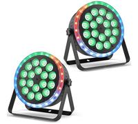 Starlitflow 2PCS 108W Par LED RGBW avec RGB 24 LED Anneau Lumineux, Lumiere de Scene D MX avec Activation Sonore et 255 Effets, Eclairage Disco pour Fêtes Spectacles Scènes Noël Halloween