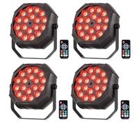 Starlitflow 4PCS Mini RGB Projecteur 18 LED Par Batterie Rechargeable 3000mAh, 27W Lumière Scène avec Télécommande, Autonomie 4-6h, Activation Sonore Par pour Fête Bar DJ Disco Mariage Noël