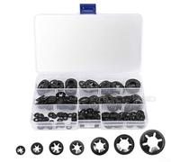 Starlock Lot de 280 rondelles à dents internes M3-M12 en acier 65 Mn anti-vibrations pour machines et équipements industriels, finition noire
