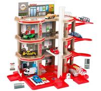 STARLUX - Authentique Garage petites voitures avec Station-service Total Complète 4 Niveaux - Dès 3 ans - Fabriqué en Europe