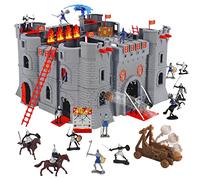 STARLUX - Château Fort Le Château Noir avec Figurines Chevaliers, Soldats, Dragon, Catapultes et Accessoires Inclus - Dès 3 Ans - Fabriqué en Europe - 404002