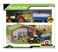 STARLUX - Coffret Ferme La laiterie - avec Tracteur Claas Celtis 446, Remorque Citerne et Accessoires - Echelle 1/32 - Gamme Ferme - Dès 3 Ans - 802165