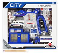 STARLUX - Coffret de Petites Voitures de Police avec Poste de Douane, hélicoptère de Police, Zodiac et Panneaux Routiers - Jouet Enfant 3 Ans et Plus - 806102