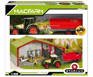 STARLUX - Coffret Ferme La laiterie - avec Tracteur Claas Celtis 446, Remorque Citerne et Accessoires - Echelle 1/32 - Gamme Ferme - Dès 3 Ans - 802165