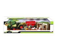 STARLUX - Coffret Tracteur Claas 446 avec Animaux et Accessoires - 802107 (Remorque à Grains et bergerie)