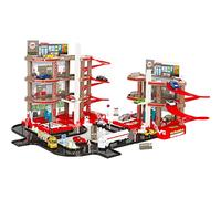 STARLUX - Double Garage Total avec Station-Service complète (Pompes, Rouleaux de Lavage, Monte-Charge), 2 Bâtiments 3 et 4 Niveaux et Un Circuit de 2 mètres - Dès 3 Ans - Fabriqué en Europe - 401001