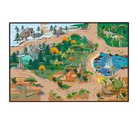 STARLUX - Tapis de Jeu Dinosaures pour Enfant - Antidérapant - Circuit Petites Voitures - 120 x 80 cm - 801148