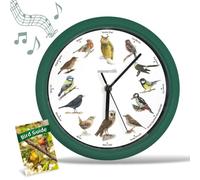 Starlyf Horloge murale originale avec 12 oiseaux chanteurs indigènes, silence Time At Night, enregistrements naturels originaux, décoration d'intérieur, sans tic-tac