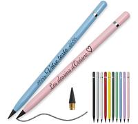 StarMaker Crayon infini personnalisé en métal - Gravure texte et icônes, prénom, crayon éternel à mine rechargeable pour dessin et écriture