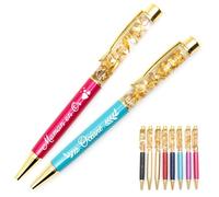 StarMaker Lot de 10 Stylos personnalisés à la feuille d'or - Prénom, remerciement, cadeau maîtresse, mariage, texte avec icônes et décorations personnalisables, gravure laser