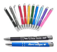 StarMaker Lot de 10 Stylos personnalisés en métal - Texte icônes et décorations personnalisables, stylo à bille avec étui cadeau mariage, entreprise, société, collègues, gravure laser