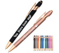 StarMaker Lot de 10 stylos personnalisés gravés - Stylo en métal tactile Cuivré 2 en 1 - Texte, icônes et décorations personnalisables, entreprise, société, étui cadeau au choix