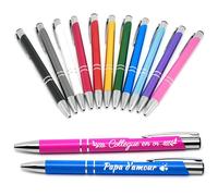 StarMaker Lot de 25 Stylos personnalisés en métal - Texte icônes et décorations personnalisables, stylo à bille avec étui cadeau mariage, entreprise, société, collègues, gravure laser