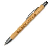 StarMaker Lot de 50 Stylos en bambou personnalisé 2 en 1 - Gravure texte & icônes, prénom, stylo en bois avec embout embout tactile, personnalisable et étui cadeau au choix (50 stylos)