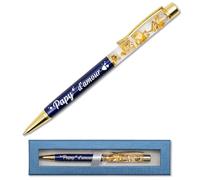 StarMaker Stylo feuille d'or gravé Papy d'amour Bleu avec coffret - Idée cadeau fête des grands-pères original - Stylo métal personnalisé, gravure française