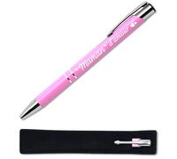 StarMaker Stylo gravé Maman d'amour Rose avec étui en tissus - Idée cadeau fête des mères original - Stylo en métal personnalisé, gravure française