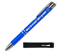 StarMaker Stylo gravé Merci de m'avoir aidé à grandir - Stylo en métal Bleu avec étui tissu - Cadeau de remerciement maitre, nounou, original et chic