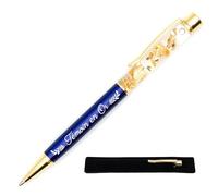 StarMaker Stylo gravé Témoin en Or, Bleu - Stylo à la feuille d'or avec étui tissu - Cadeau témoin de mariage original et chic