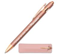 StarMaker Stylo gravé Veux-tu être ma Marraine, cuivré avec étui cuir - Stylo en métal tactile 2 en 1 - Idée annonce de naissance bébé, grossesse