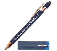 StarMaker Stylo gravé Veux tu être ma témoin, Bleu profond cuivré avec étui cuir - Stylo en métal tactile 2 en 1 - Cadeau annonce demande témoin de mariage homme femme