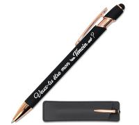 StarMaker Stylo gravé Veux tu être mon témoin, Noir cuivré avec étui cuir - Stylo en métal tactile 2 en 1 - Cadeau annonce demande témoin de mariage homme femme