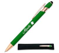 StarMaker Stylo humour gravé Merde et trèfle - Cadeau Porte bonheur encouragement, examen, bonne chance - Stylo en métal drôle pour collègue (Vert)